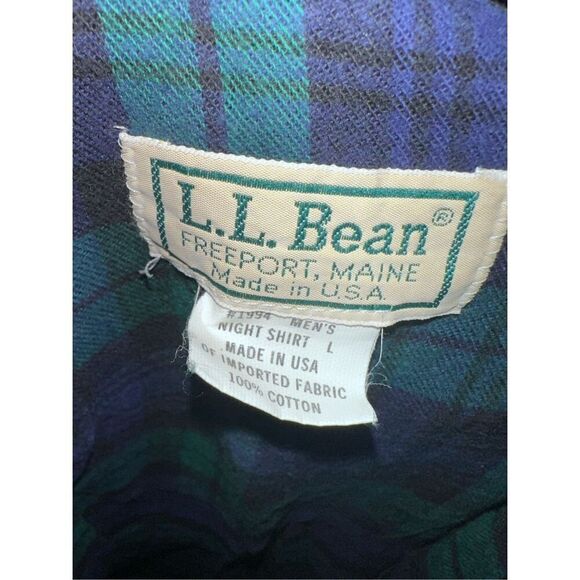 VINTAGE L.L. Bean Plaid Tartan Flannel Night Shirt Nightgown LL Bean Mens VTG 19 - Picture 8 of 10